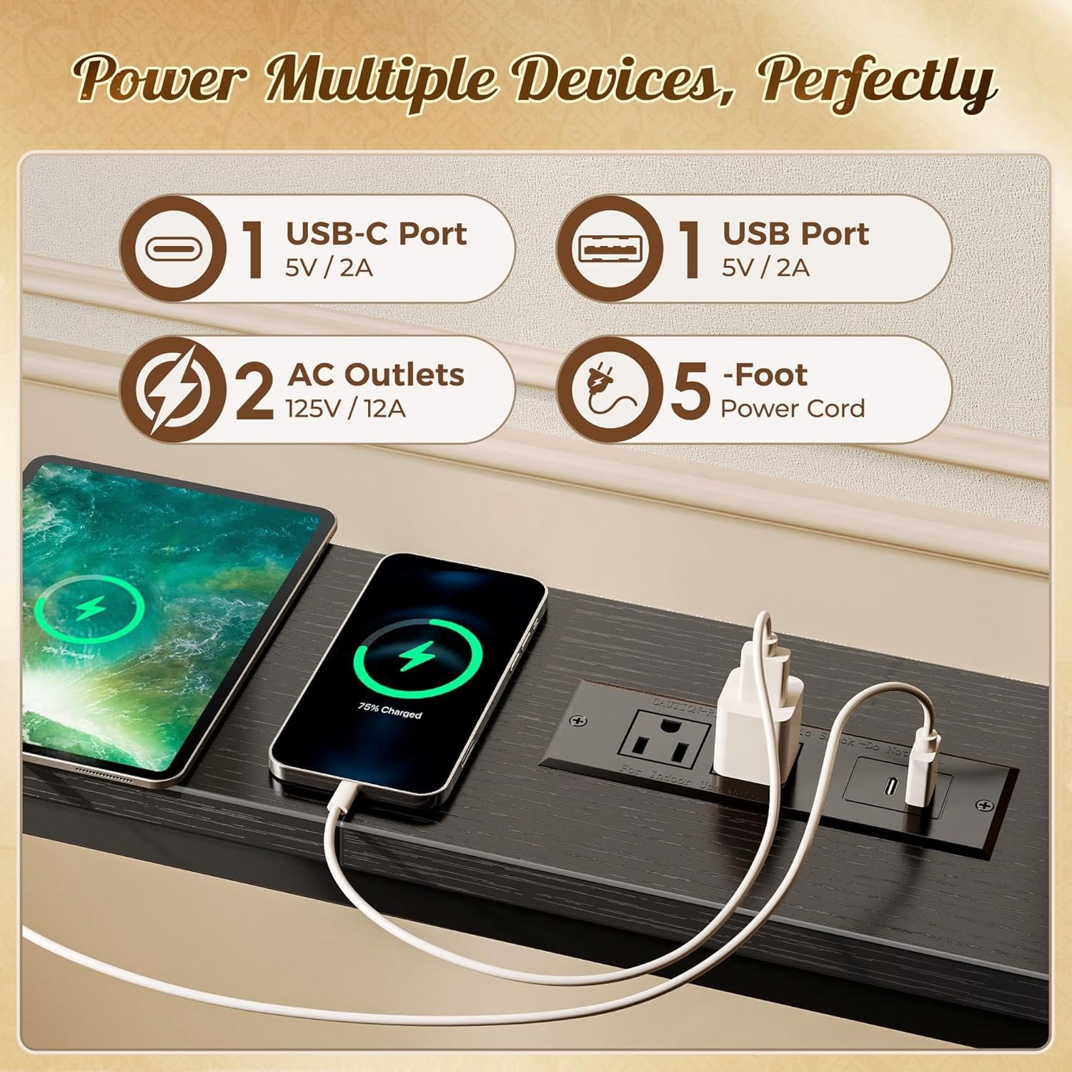 141.7 Inch Sofa Table with Power Outlets and USB-C Ports, 5.9 Inch Narrow Entryway Table, Behind Couch Table with Storage, Extra-Long Console Table, Living Room, Black