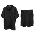 thumbnail image 4 of Short Sets for Men Short Sleeve Button Down Collared Shirt and Bermuda Shorts 2 Piece Matching Set Beach Outfit Set, 4 of 6