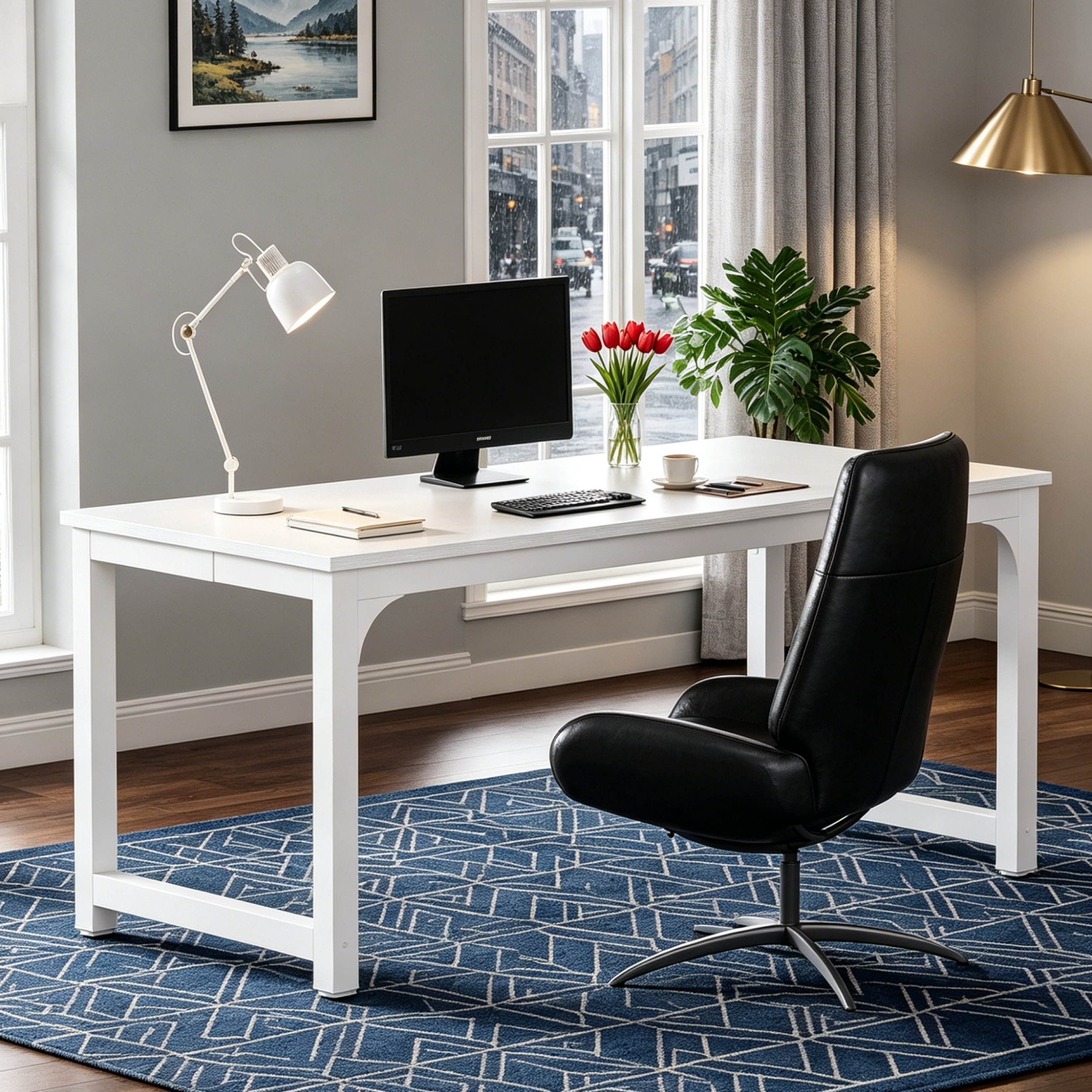 Fnova 70.87'' Extra Large Executive Desk, Home Office Computer Workstation with Thickened Metal Frame, Multipurpose for Conference, Dining, Home Office & Business Use