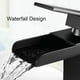 thumbnail image 2 of Grifo de lavabo de baño ecológico y saludable, acabado negro mate, grifo de superficie antihuellas para lavabo con temperatura ajustable, inspirado en la naturaleza, diseño de cascada de salida de, 2 of 5