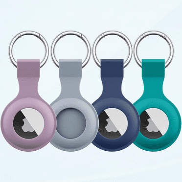[4 Pack] AirTag Case for Apple AirTag, Anti-Lost AirTags Holder, AirTag Keychain with Key Ring, Anti-Scratch Protective Cover for Apple AirTags Case Accessories (NavyBlue BlueGray Purple DarkGreen)