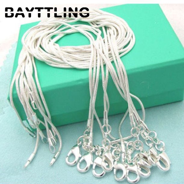 BAYTTLING 925 plata 5 unids/lote 16/18/20/22/24/26/28/30 pulgadas 1MM collar de cadena de serpiente para Mujeres Hombres regalo de joyería de moda al por mayor Tan Jianjun unisex