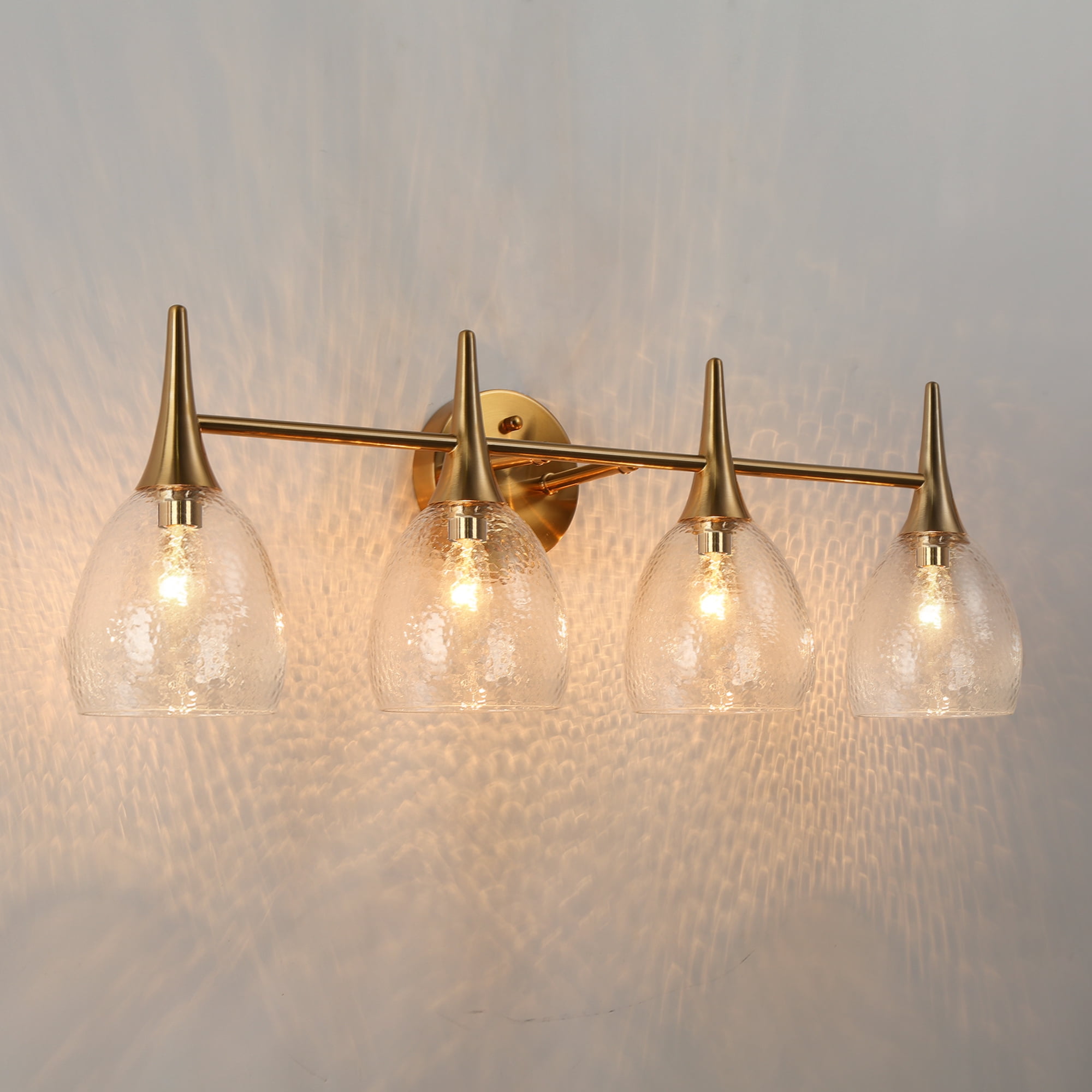 LNC Cymerlarity 28.5-in 4-Light Polished Gold LED Modern/Contemporary Vanity Light