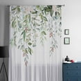 thumbnail image 5 of Sage Green Eucalyptus Semi Sheer Curtains Drapes for Living Room, Bedroom, French Doors Window 54 Inches Long, Aesthetics Floral Farm Foliage Rod Pocket Chiffon Curtain Drapery Voile Draperies Panel, 5 of 6