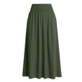thumbnail image 5 of Turilly Summer Skirts for Women Elastic High Waist Flared Midi Skirt Solid Color Soft Daily Casual All Match Skirt, 5 of 6