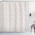 thumbnail image 1 of Shells Shower Curtain, Detailed Linear Style Hand Drawn Sketched and Hatched Swirl Shell figures, Fabric Bathroom Set with Hooks, 69W X 75L Inches Long, Dark Taupe and White, by Ambesonne, 1 of 3