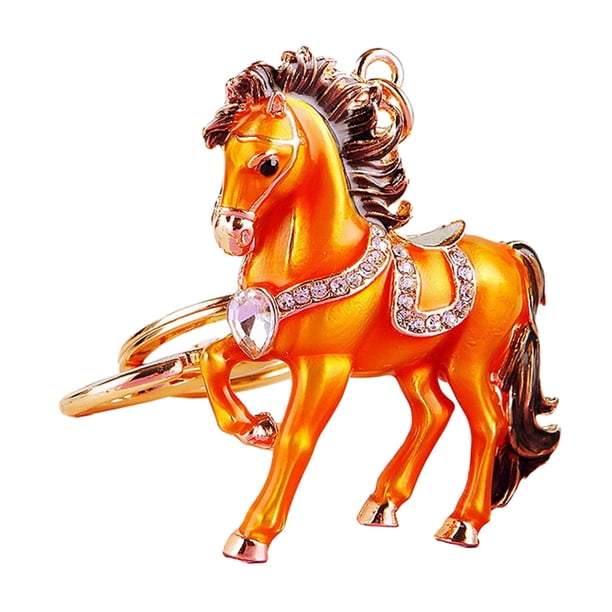 Llavero de caballo con brillantes diamantes de imitación incrustados, llavero decorativo de buena suerte, accesorio festivo.
