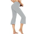 thumbnail image 4 of Qeaghou Capri Leggings for Women Summer Bootcut Yoga Pants High Waisted Flare Leggings Casual Workout Cropped Pants With Pockets S-3xl, 4 of 7