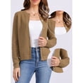 thumbnail image 2 of DARING DIVA Women's Crew Neck Long Sleeve Open Front Button Down Cardigan S Brown, 2 of 6
