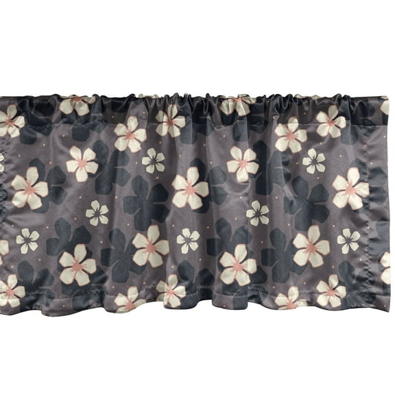 Ambesonne Sakura Valance Pack of 2, Continuous Cherry Blossom, 54"X12", Dark Grey Blush