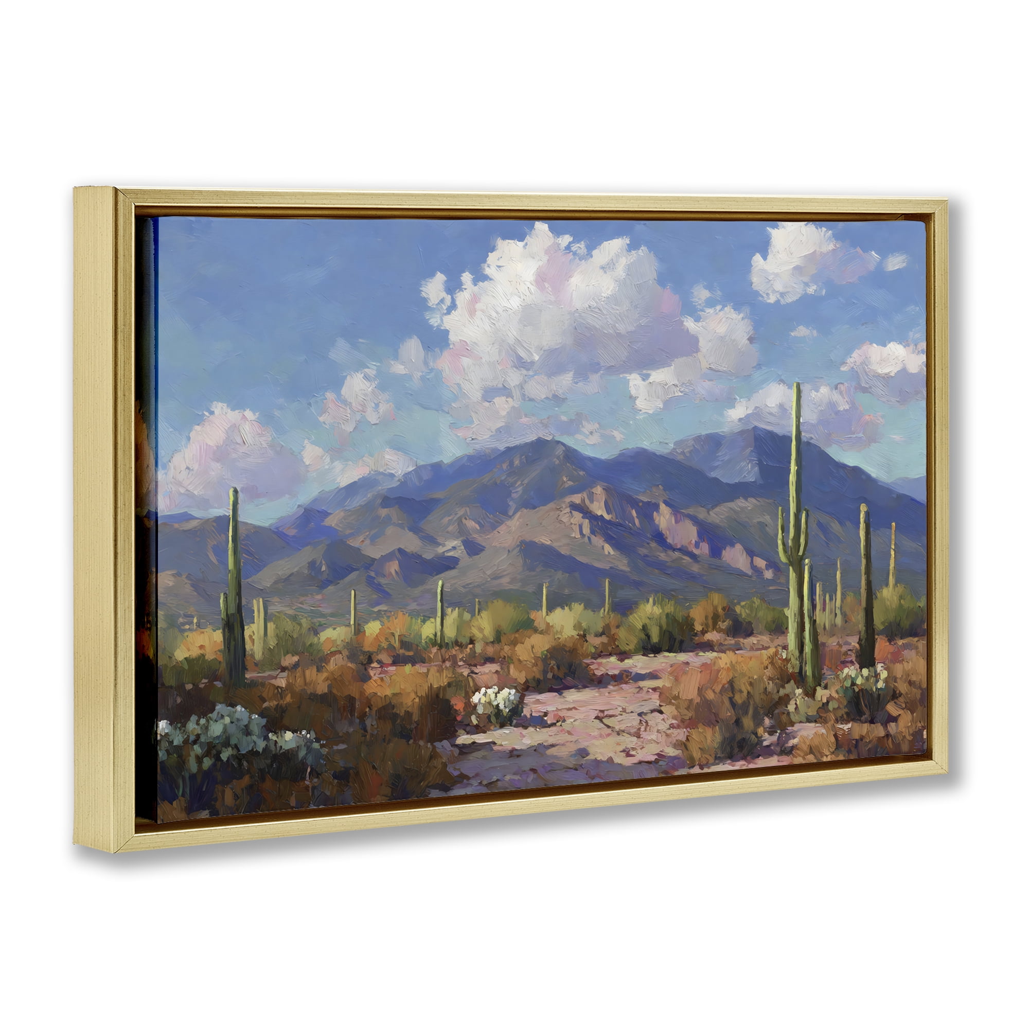 Stupell Industries Desert Mountains at Sunset Glow Gold Framed Floater Canvas Wall Art, design by Gina Kelly