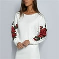 thumbnail image 1 of ITFABS Femmes Pull en Coton à Manches Longues Broderie Pull-Over Ample, 1 of 1