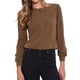 thumbnail image 1 of Camisas de punto acanalado de manga larga para mujeres, blusas casuales de botón, tops de cuello redondo, camisa Henley de moda XS Café, 1 of 6