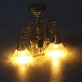 thumbnail image 3 of Retro Dollhouse Miniature Ceiling Light,Double Head Flower Chandelier Mini Light For 1:12 Scale Dollhouse, 3 of 8