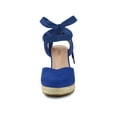 thumbnail image 6 of BLISSFUL STEP Women's Shoes Espadrille Wedge High Heel Round Toe Sandals Royal Blue 5.5, 6 of 7