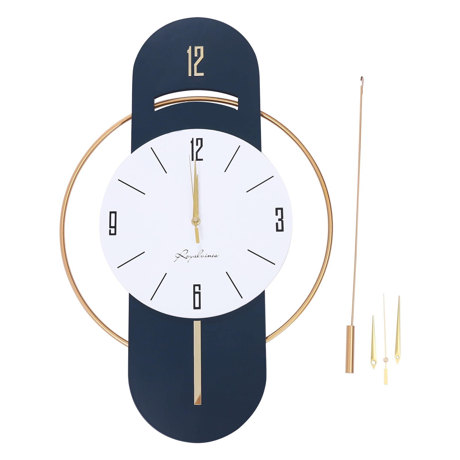 16.54*33.07in Wall-mounted Numbers Large Wall Clocks Wood Metal Silent Decoration Wall Clock for Kitchen Bedroom Office