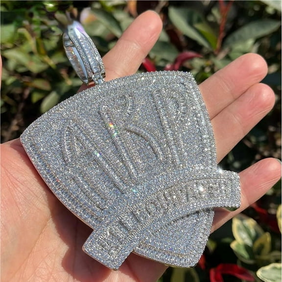 Heyoubi Iced Out Pendant Prong Setting All BOUI PAPER Necklace for Men Real Gold Plated Hip Hop Jewelry