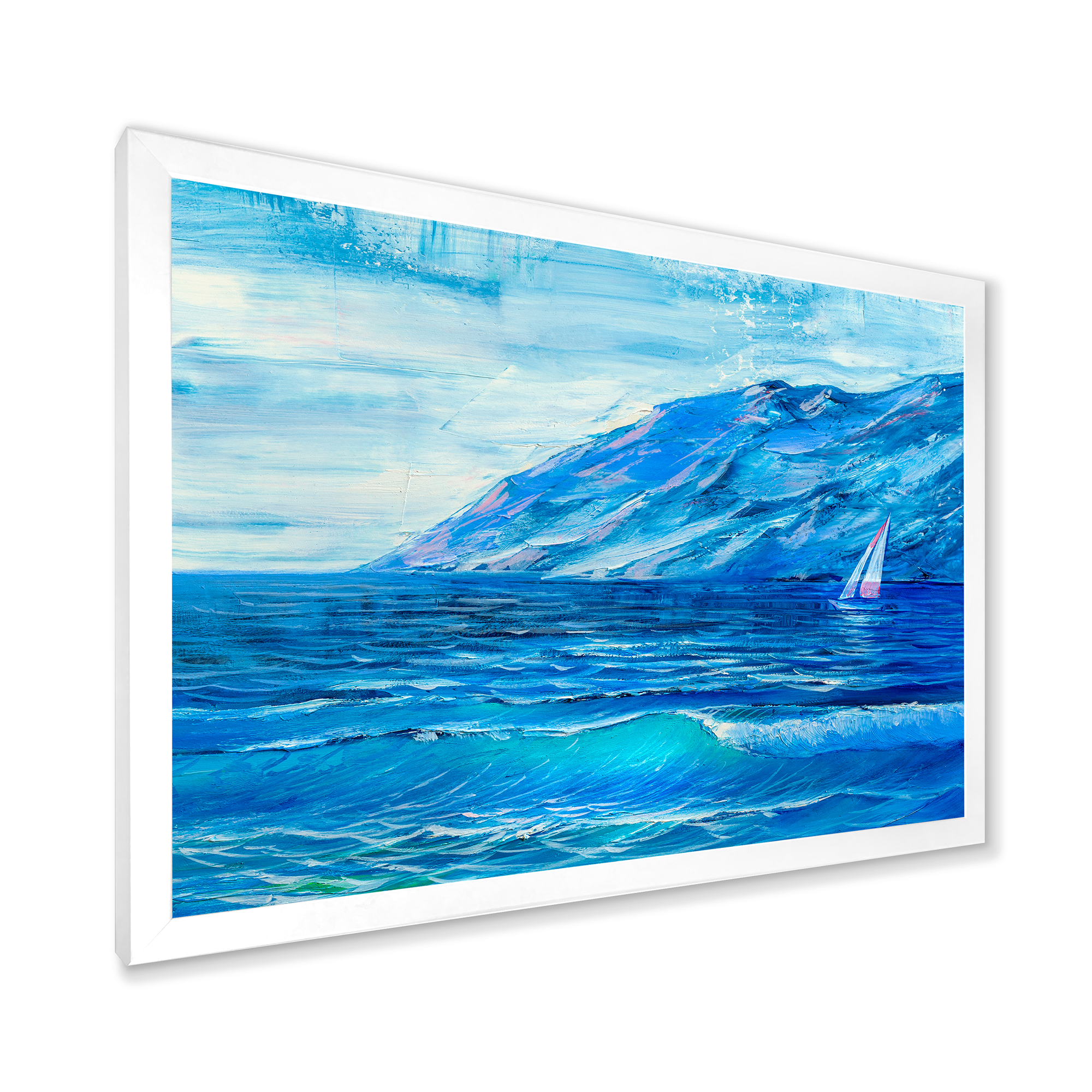 Designart 'Sunrise Glow On The Sea Waves II' Nautical & Coastal Framed Art Print