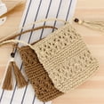 thumbnail image 4 of Straw Bags For Women, Summer Beach Straw Bags Mini Straw Handbags With Zipper Weave Handmade Crossbody Bag Shoulder Purse, Beige, 4 of 8