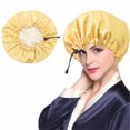 thumbnail image 3 of Satin Bonnet Sleeping Cap Soft Night Adjustable Double Layer Hat for Woman(Gold), 3 of 3