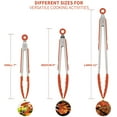 thumbnail image 2 of 480°F Heat Resistant Kitchen Tongs: U-Taste 7/9/12 inch Silicone Cooking Tong Set with Non Stick Rubber Tips and Silicon Coated 18/8 Stainless Steel Handle for Serving Grilling Salad(Orange), 2 of 8