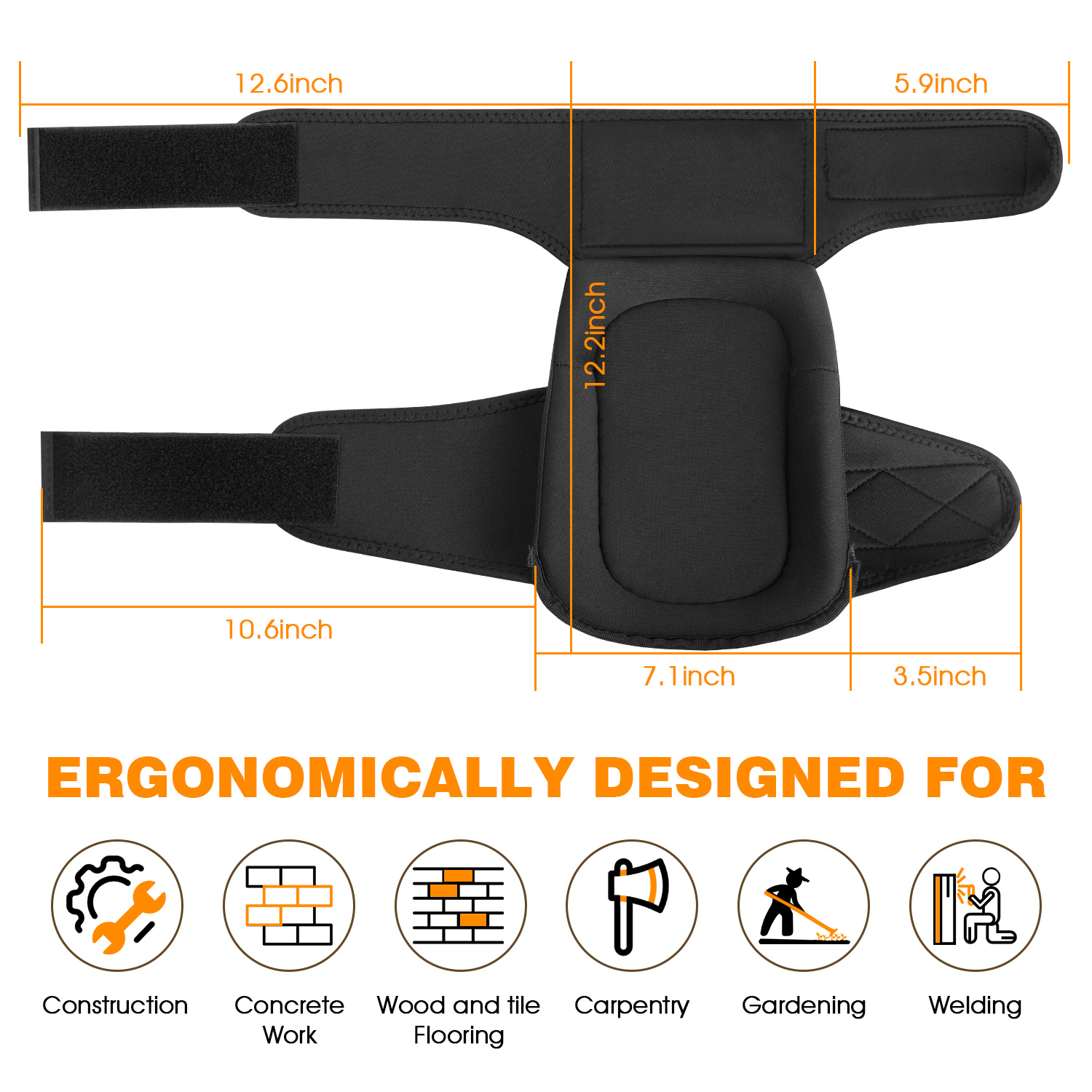 CshidWorld Professional Gel Knee Pads Heavy-Duty Black photo 7