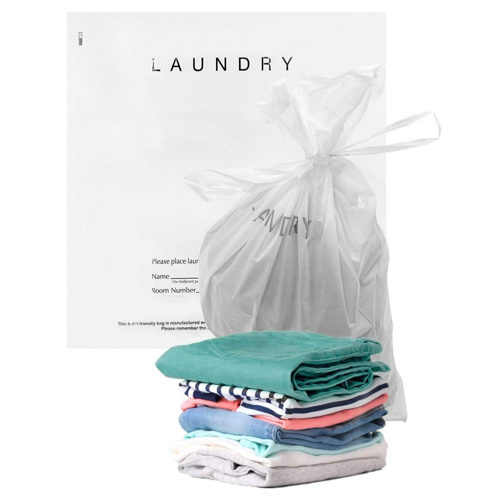 Pack of 100 Hotel Laundry Gusset Bags 18 x 19 + 4G. Plastic Poly Bags