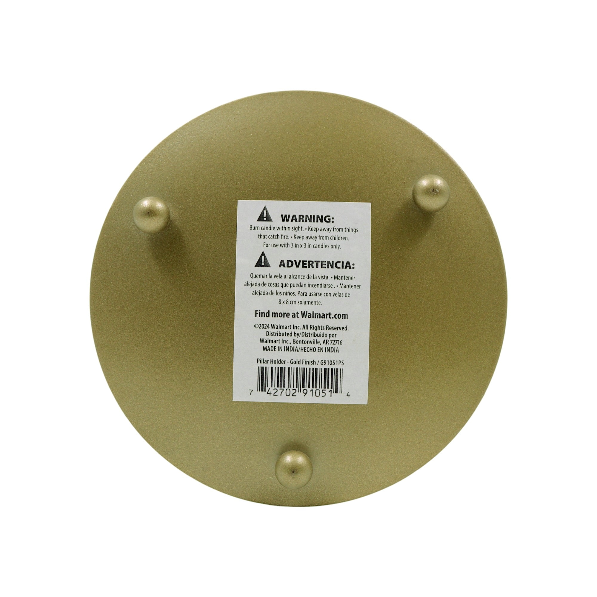 (3 pack) Mainstays Decorative Gold Tone Metal Pillar Tealight Candleholder Plate, 5"