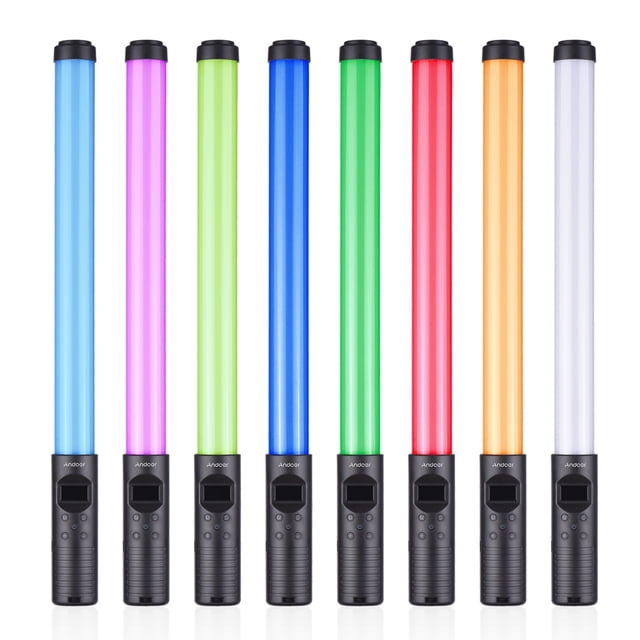 Lámpara fotográfica Andoer Tubo de luz de video LED de mano RGB Varita de luz para fotografía 3000K-6000K Regulable 10 Efecto de iluminación Batería recargable incorporada para fotografía de retrato d Andoer Lámpara de fotografía
