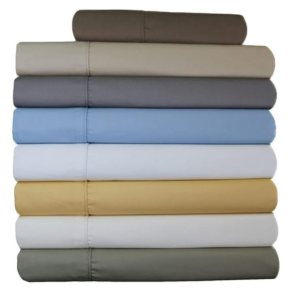 Wrinkle Free Sheets, 650 Thread Count, Deep Pocket, Cotton Blend Sheet Set, Twin, Grey