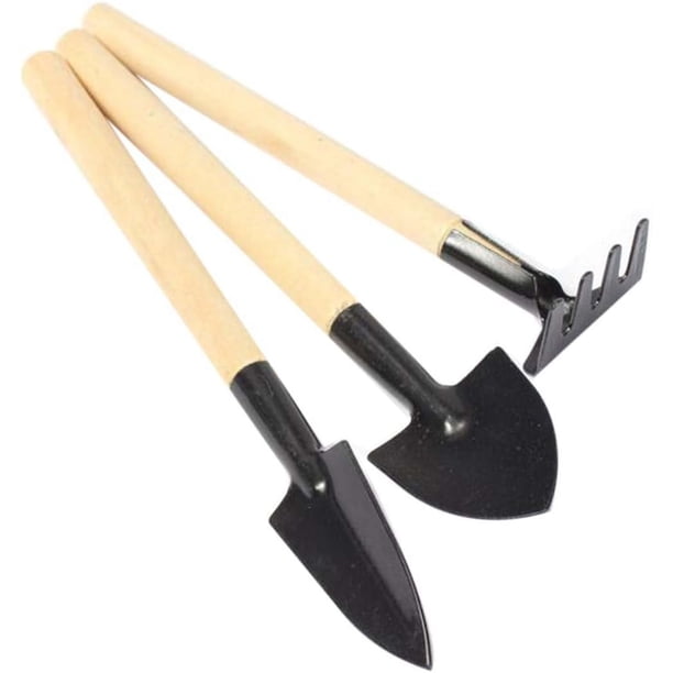Juego de ayuda para jardinería, rastrillo, paleta y pala en miniatura, herramientas fáciles de transportar para una amplia variedad de aplicaciones, portátiles y duraderas para todas sus necesidades