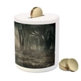 thumbnail image 3 of Gothic Piggy Bank, Photo of Dark Forest Scenery Sunbeams and Fog Vintage Nostalgic Colors Fantasy Art, Ceramic Coin Bank Money Box for Cash Saving, 3.6" X 3.2", Brown, by Ambesonne, 3 of 4