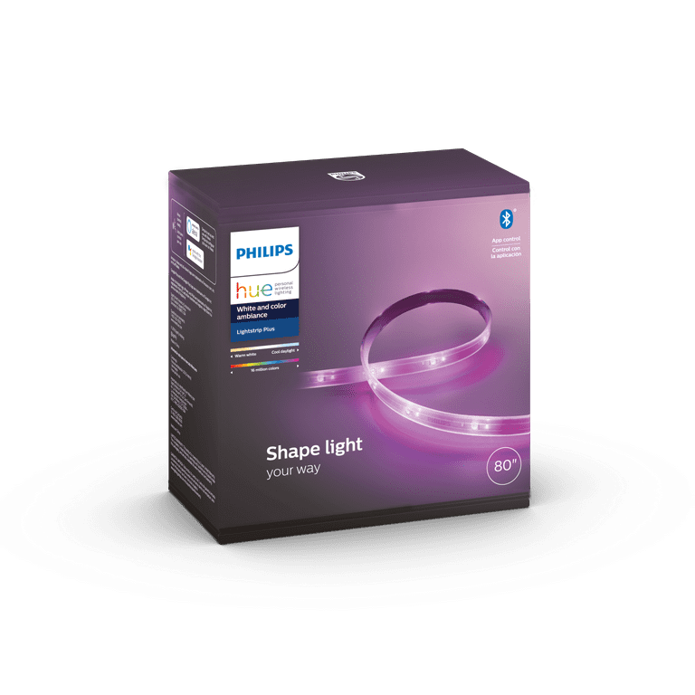 Typisk temperatur bassin Philips Hue White and Color Ambiance Lightstrip Plus 6.5 feet Base Kit with  Bluetooth, White - Walmart.com