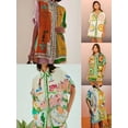 thumbnail image 2 of Women's Casual Two-Piece Set Cotton Linen Printed Shirt and Shorts Set, 2 of 10