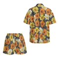 thumbnail image 5 of FKEKYI 2 Piece Short Set for Women Summer Shirt Top & Shorts with Elastic Waist Retro Daisy Flower Print Soft Casual Loungewear Resort Wear Ladies Vacation Outfits, L, 5 of 7