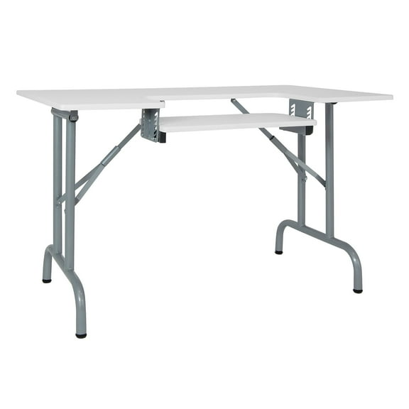 Sew Ready Foldaway Multipurpose Sewing Table with Adjustable Platform in Silver/White