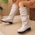 thumbnail image 6 of hzomhy Womens Mid Calf Boots Round Toe Buckle Strap Low Block Heel for Casual Daily and Winter Wear, 6 of 9