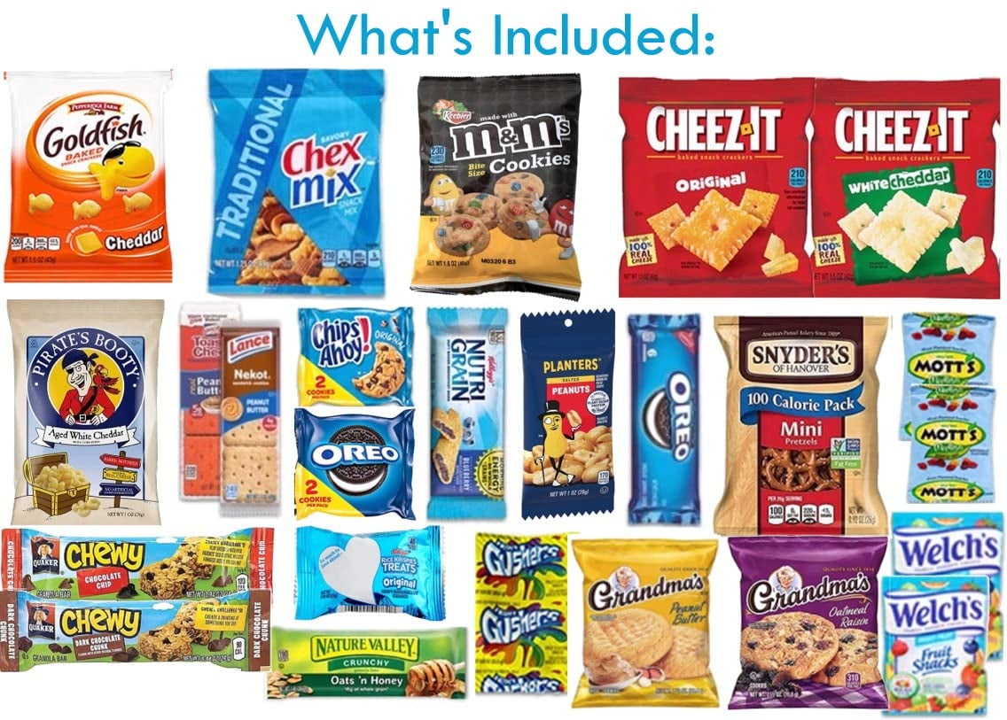 Snacks Box Variety Pack Care Package Mix Assortment Valentines Treats Gift Basket Boxes Pack Adults Kids Candy, Fruit Snacks, Gift Snack Box for Lunches, Office, College Students, Road Trips,...