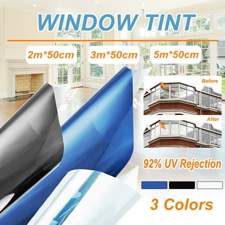 Thermal insulation film Platinum Static Cling Residential DIY Window Film Sun Blocking Glare Reduction 16.4FT/9.8FT (Silver/Black/ Blue