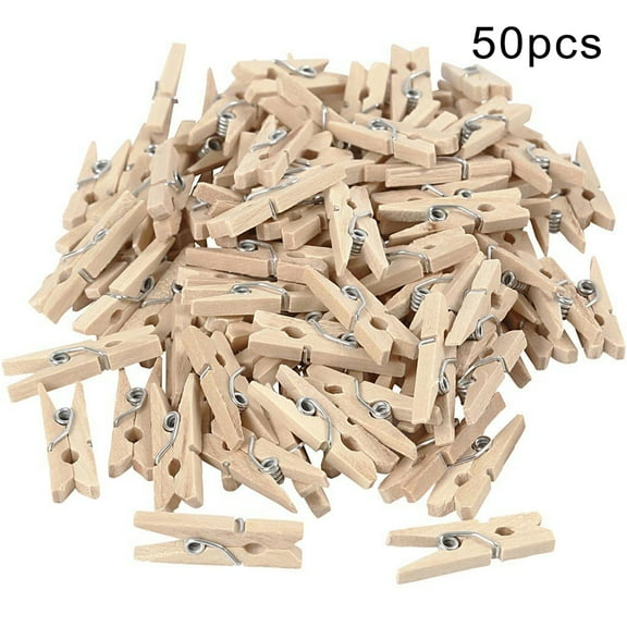 Farfi 50Pcs Wooden Mini Unpainted Note Photo Clip Peg Clothespin DIY Party Supplies (50pcs)