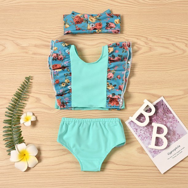 Birdeem Toddler Baby Girls Floral Swimwear Ruffle SwimSuit Bathing