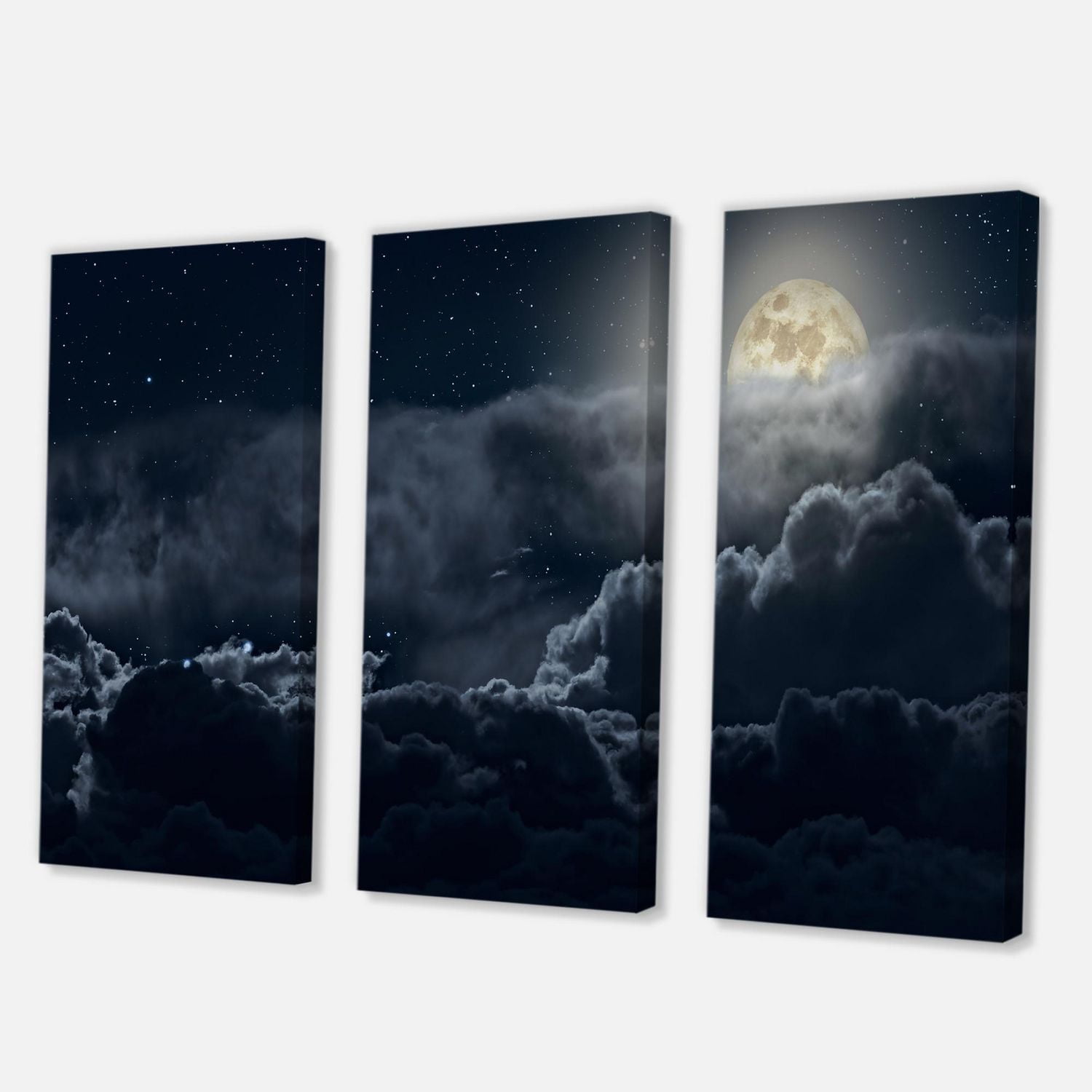 Designart Nuageux nuit de pleine lune Art mural sur toile