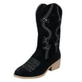 thumbnail image 1 of Women's Mid-Calf Boots Retro Zipper Square Heel Solid Color Middle Boots for Everyday Style, 1 of 5