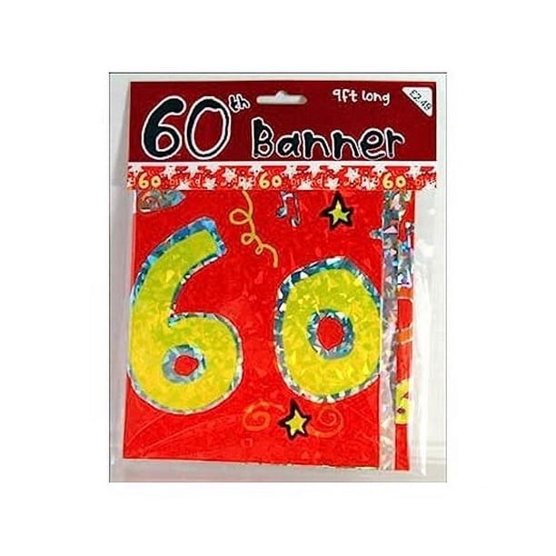 Pancarta Diseño Estrella 60 Cumpleaños (Rojo, Amarillo)