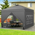 thumbnail image 3 of Outdoor Basic 12'x12’ Pop up Canopy Tent with One Push Setup & Sidewalls, Instant Shade Gazebos for Patio Deck Garden and Beach,Gray, 3 of 9