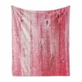 thumbnail image 1 of Pink and White Soft Flannel Fleece Blanket, Distressed Vintage Grunge Texture Image of Wood Planks Painted in Pink, Cozy Plush for Indoor and Outdoor Use, 70" x 90", Dark Coral Pink, by Ambesonne, 1 of 6