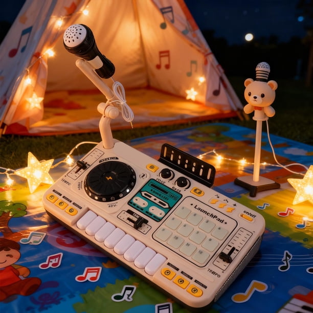 Mezclador DJ Para Niños, Teclado Electrónico 2 En 1 Con Piano, 12 Botones MIDI, Función De Grabación, Luces LED, Efectos De Sonido Y Micrófono, Instrumentos Musicales