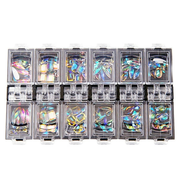 UDIYO 12 Grids AB Clear Irregularity Water Drop Nail Glitter Rhinestone Manicure Decor