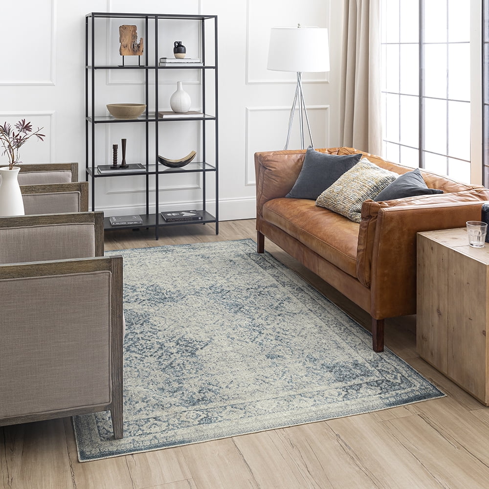 Mohawk Home Vulcan Geometric Indoor Polyester Area Rug, Blue, 3'11" x 6'