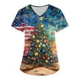 thumbnail image 4 of Garbnen Thanksgiving Scrub Tops Women Funny Xmas Printed V Neck Short Sleeve Fall Scrubs for Women Workwear Nurse Uniforms with Pocket S-5XL, 4 of 5